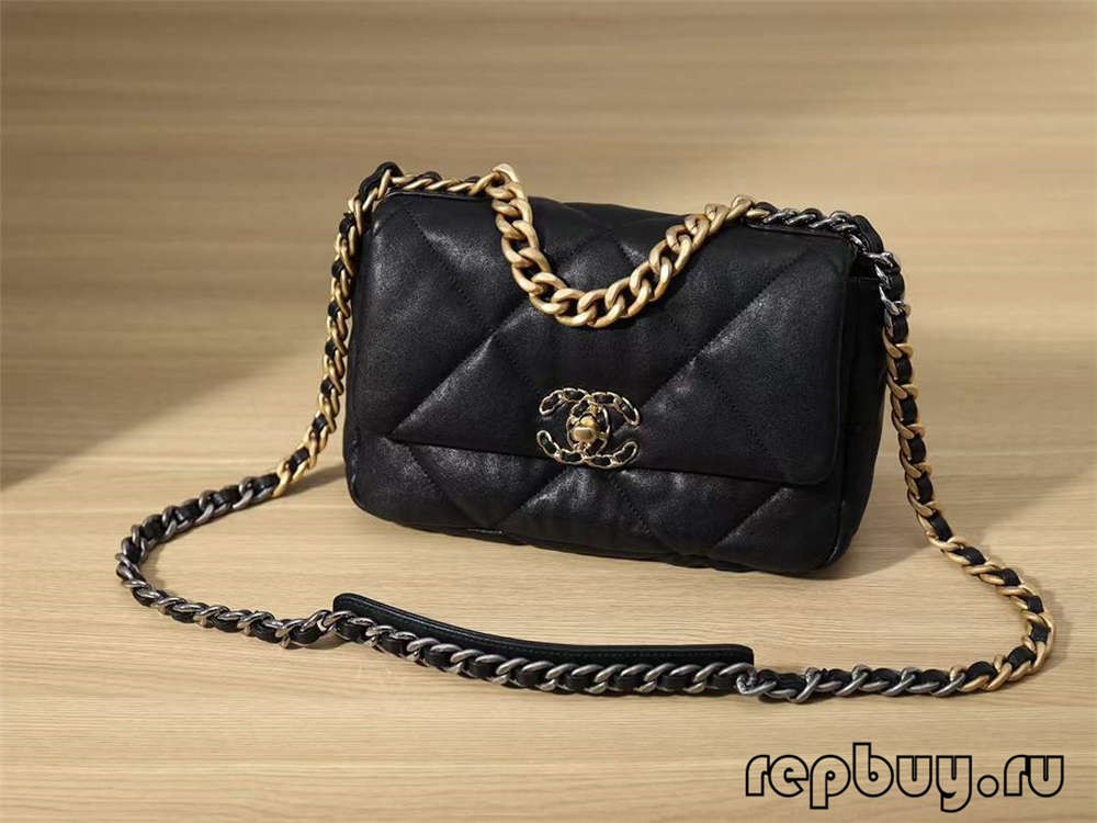 Chanel 19 black gold buckle top replica bags (2022 Latest)-Best Quality Fake designer Bag Review, Replica designer bag ru