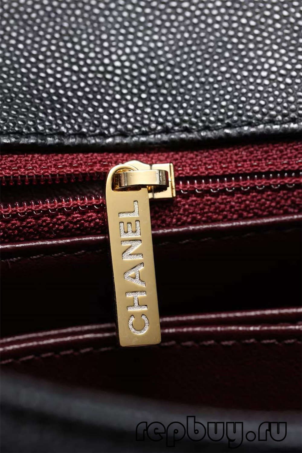 Chanel Coco Handle top replica handbags with black gold buckle zipper detail (2022 Latest)-Best Quality Fake designer Bag Review, Replica designer bag ru
