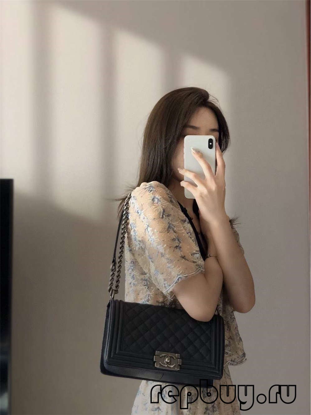 Chanel Leboy Medium Black Top Replica Handbag Use Effect (2022 Latest)-Best Quality Fake designer Bag Review, Replica designer bag ru