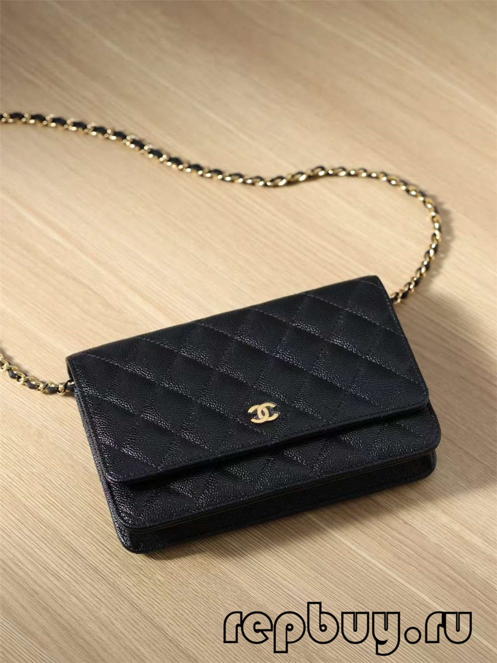 CHANEL WOC classic top replica handbags lychee pattern gold buckle chain bag (2022 Special)-Best Quality Fake designer Bag Review, Replica designer bag ru