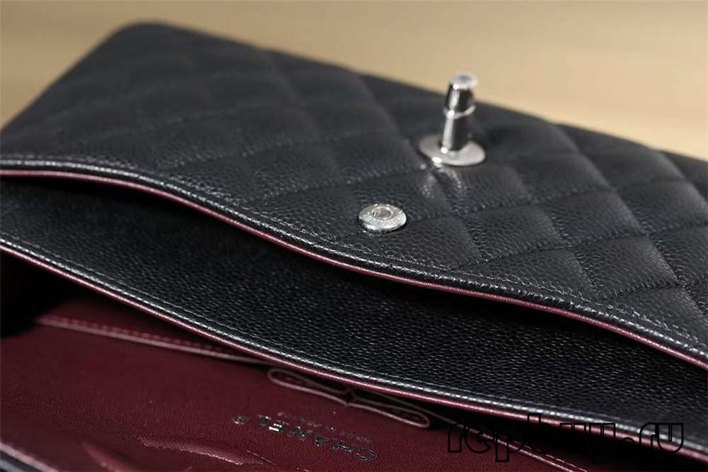 CHANEL Classic Flap top replica bags black silver buckle 25cm inside pocket detail (2022 Latest)-Best Quality Fake designer Bag Review, Replica designer bag ru