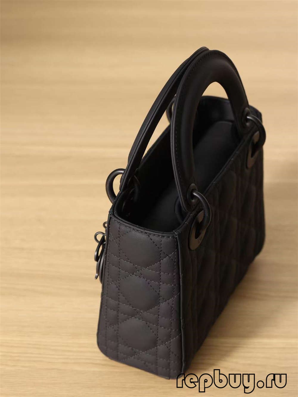 LADY DIOR Mini Black Top Replica Handbag Matte Cowhide Detail (2022 Updated)-Best Quality Fake designer Bag Review, Replica designer bag ru
