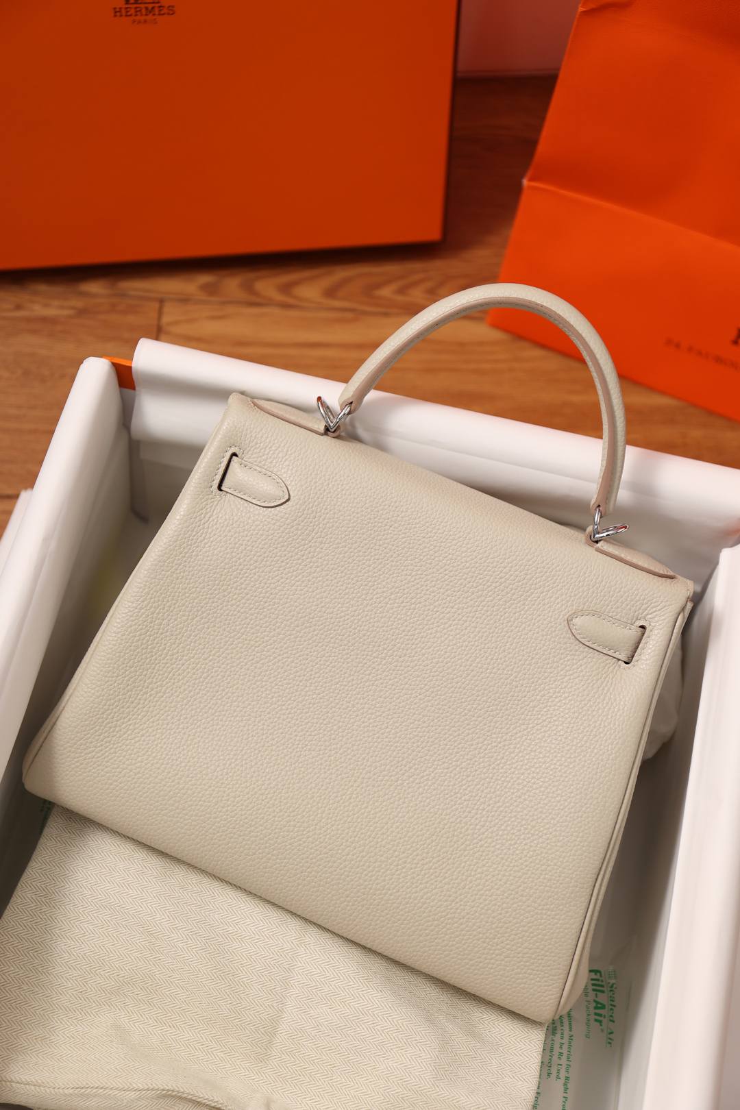 Shebag fully handmade Hermes Kelly 28 bag in white togo(Nov 2025 updated)-Best Quality Fake designer Bag Review, Replica designer bag ru