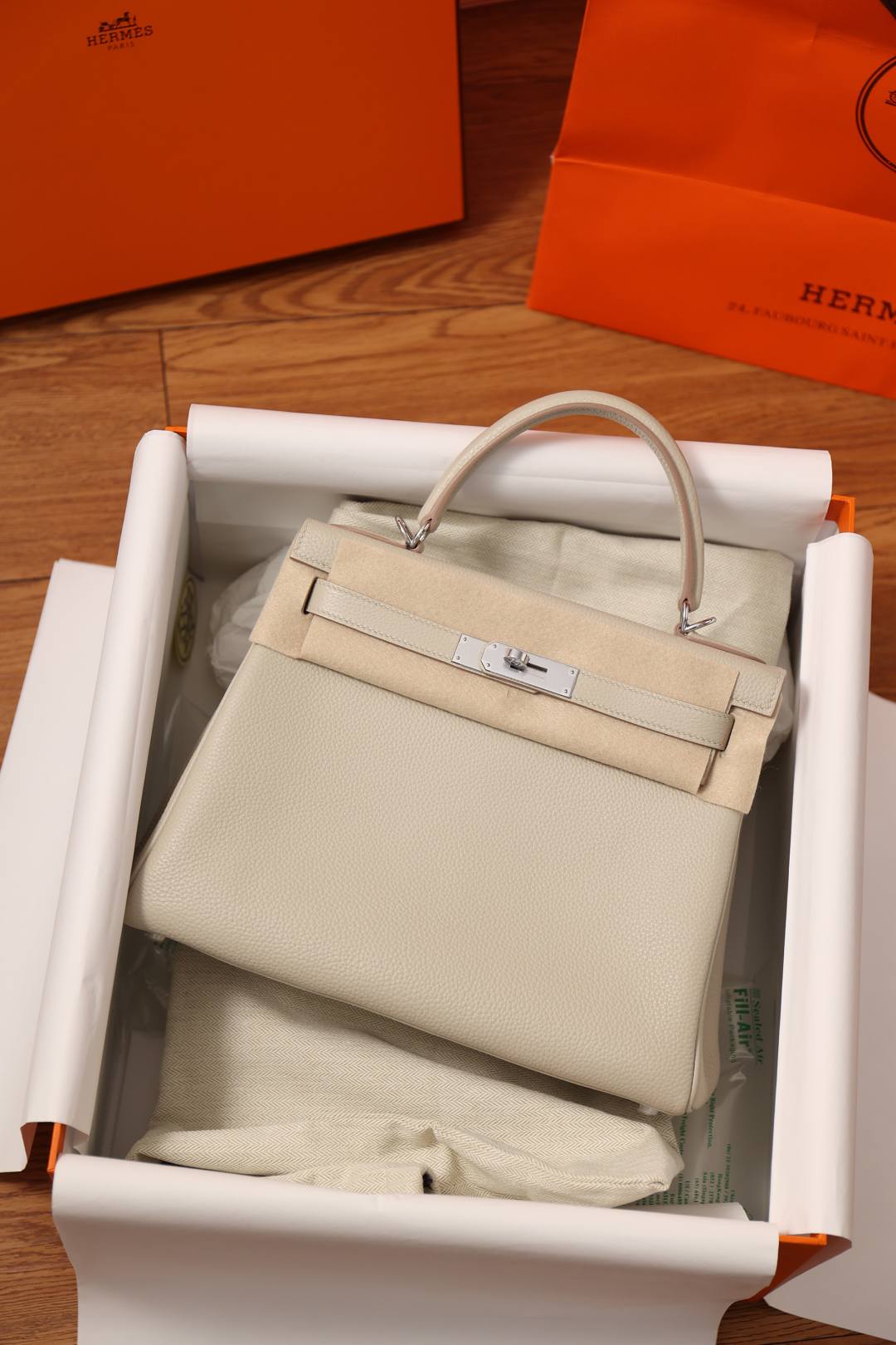 Shebag fully handmade Hermes Kelly 28 bag in white togo(Nov 2025 updated)-Best Quality Fake designer Bag Review, Replica designer bag ru