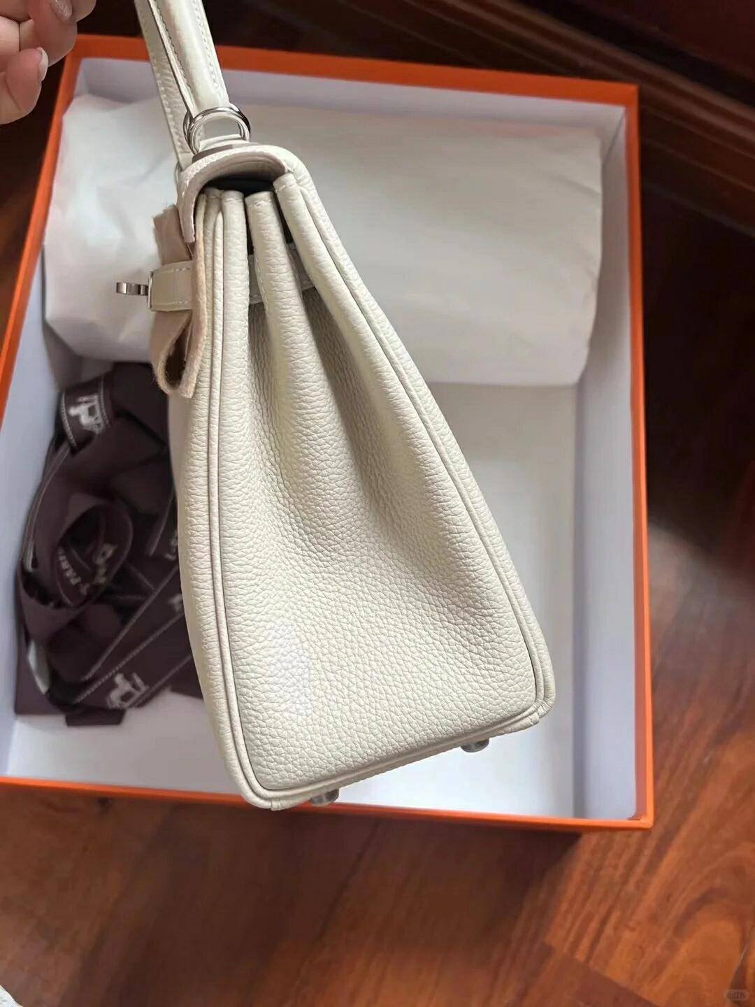 Shebag fully handmade Hermes Kelly 28 bag in white togo(Nov 2025 updated)-Best Quality Fake designer Bag Review, Replica designer bag ru